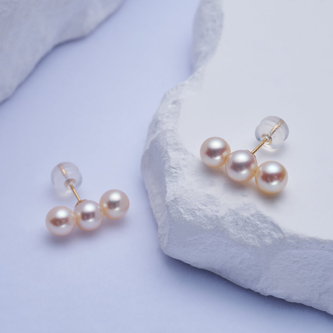 18K Gold Akoya Goldish Pearl Earrings KE00206