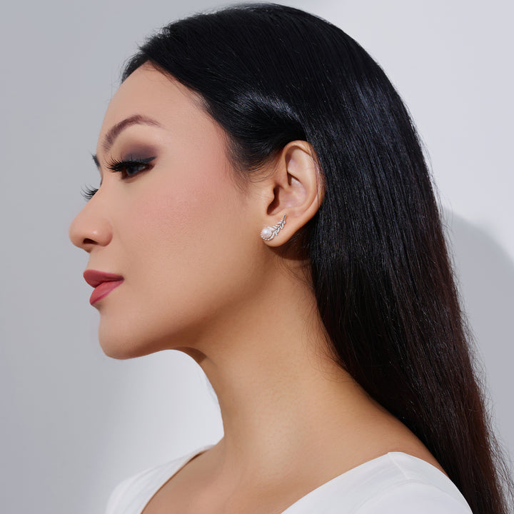 18K Hanadama Akoya Pearl Earrings KE00218 | FEATHER - PEARLY LUSTRE