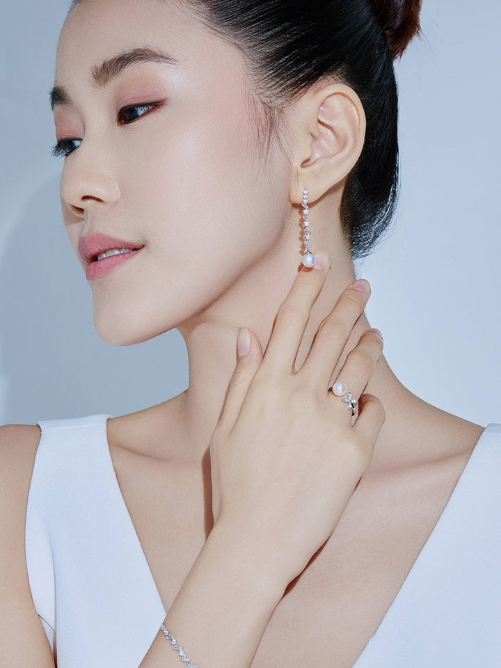 Anting-anting Mutiara Air Tawar Gred Teratas Emas Pepejal 18K KE00219 | CELESTE