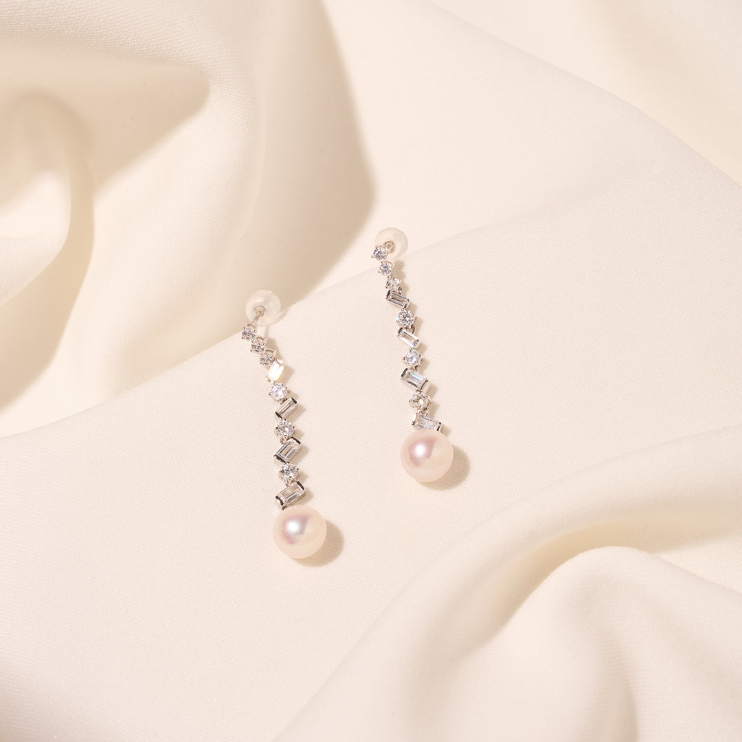 18K Solid Gold Freshwater Pearl Earrings KE00219