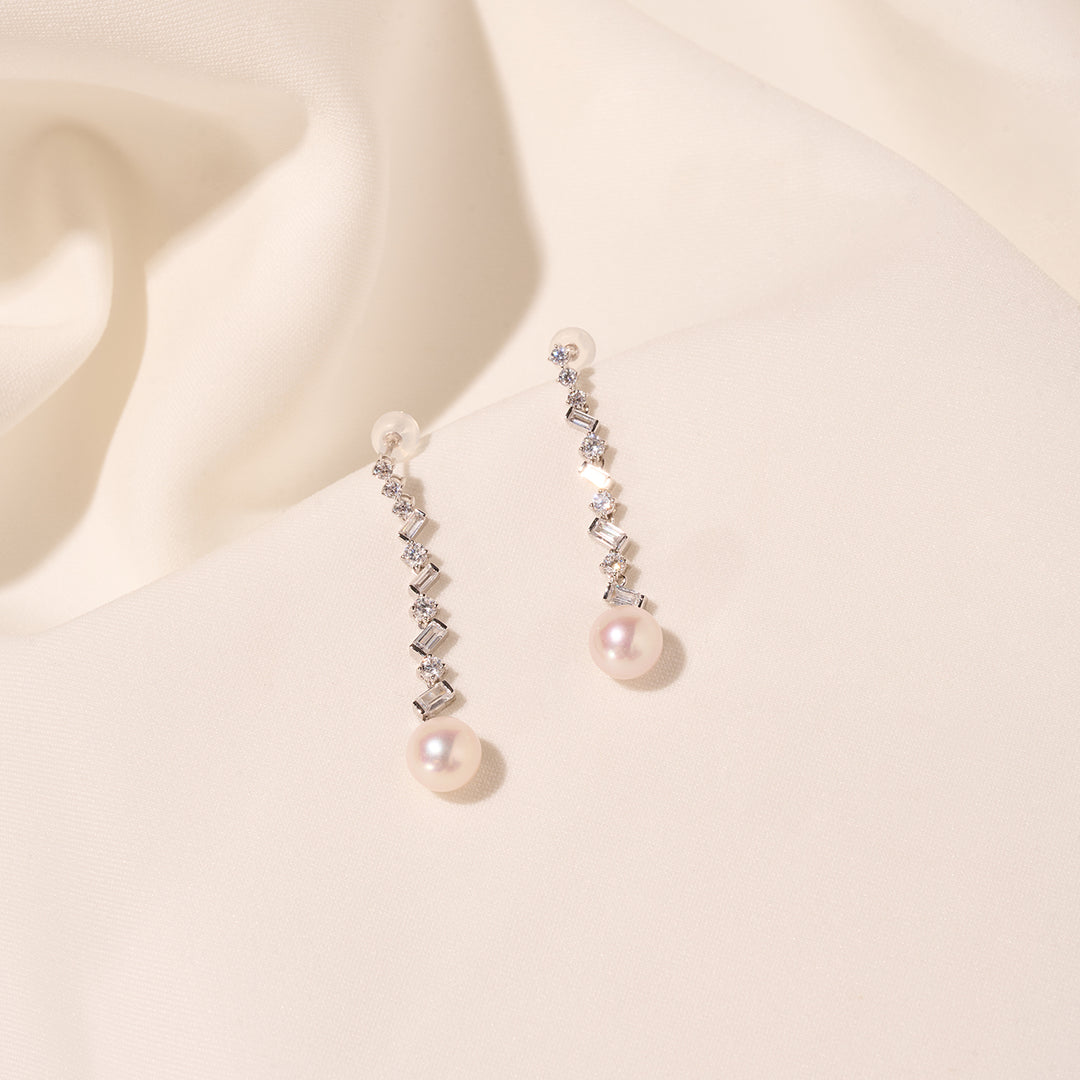 18K Solid Gold Freshwater Pearl Earrings KE00219