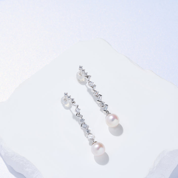 Boucles d'oreilles en or massif 18 carats avec perles d'eau douce de qualité supérieure KE00219 | CÉLÈSTE