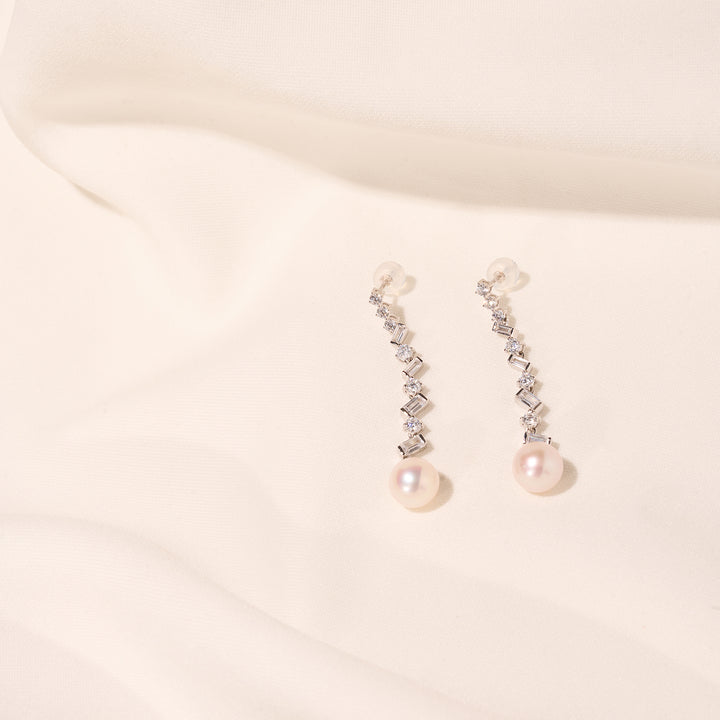 18K Solid Gold Freshwater Pearl Earrings KE00219