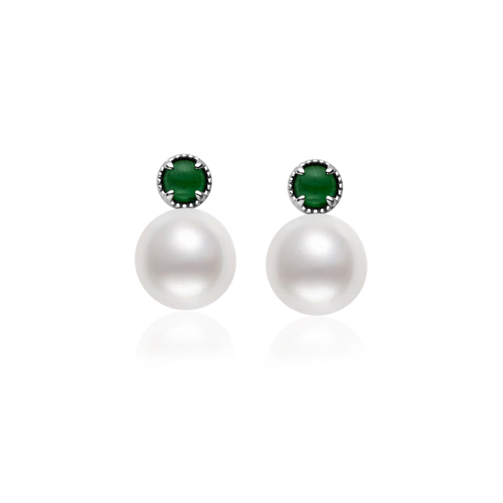 Boucles d'oreilles en or massif 18 carats avec perles d'eau douce de qualité supérieure KE00220