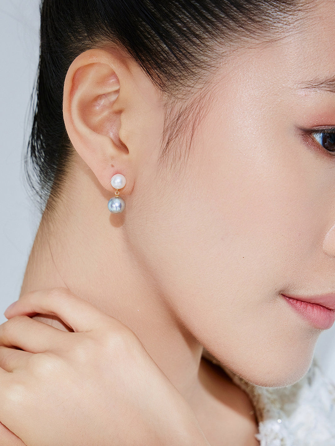 Pendientes de Perlas Akoya Azules Plata Oro 18K KE00221 | ARMONÍA