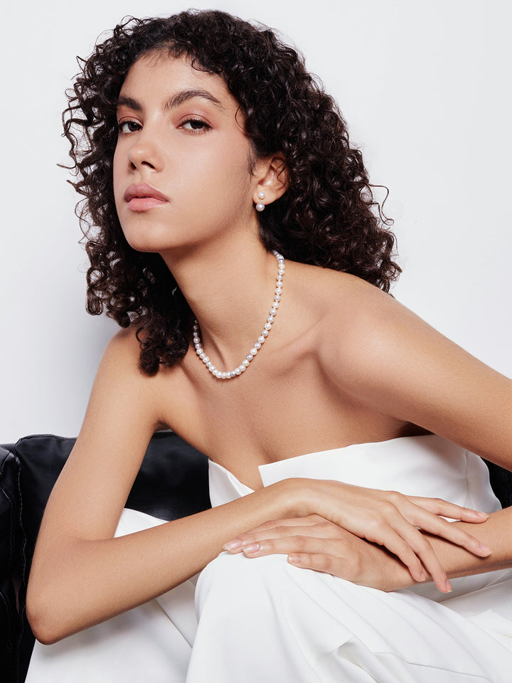 Orecchini con perle Akoya blu argento oro 18 carati KE00221 | ARMONIA