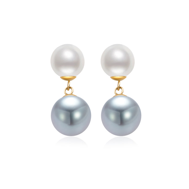 Boucles d'oreilles en or 18 carats et argent avec perles Akoya bleues KE00221 | HARMONIE