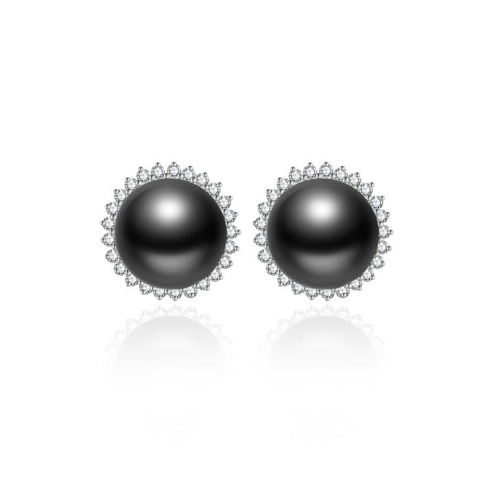 Boucles d'oreilles en perles de Tahiti en or 18 carats de qualité supérieure KE00222