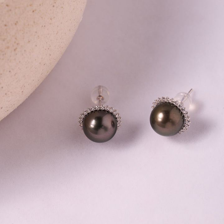 Top Grade 18K Gold Tahitian Pearl Earrings KE00222