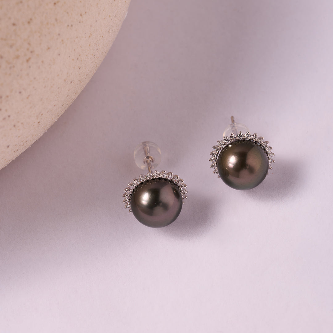 Top Grade 18K Gold Tahitian Pearl Earrings KE00222