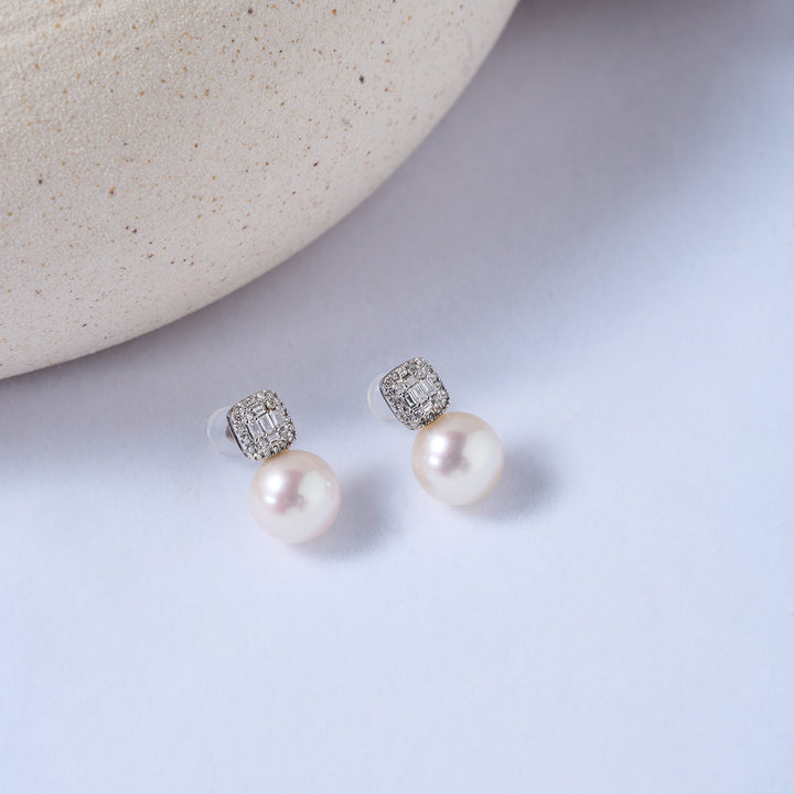 Boucles d'oreilles en perles Hanadama Akoya en or massif 18 carats KE00223