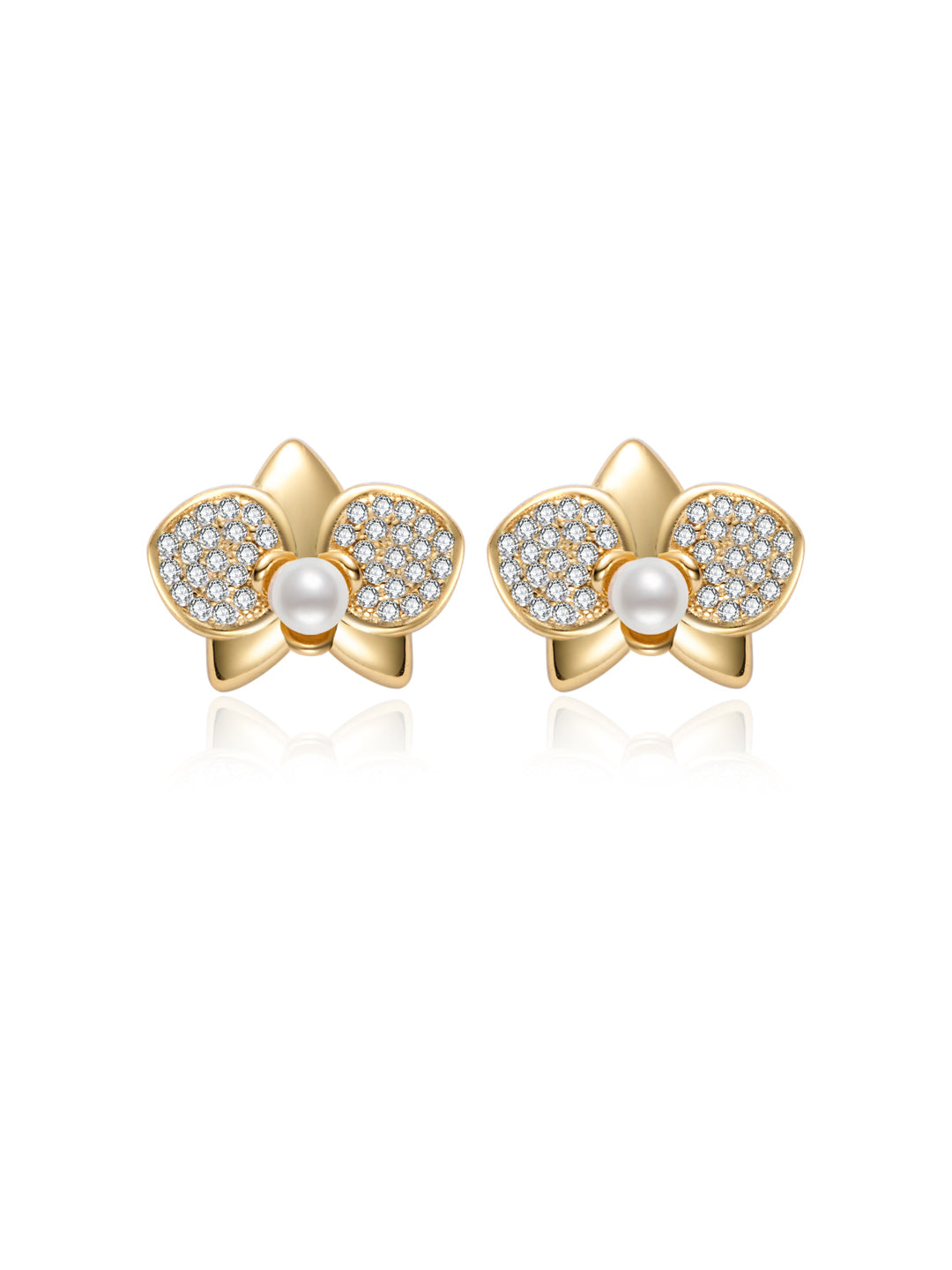 18K ソリッド ゴールド ダイヤモンド アコヤ花珠パール イヤリング KE00224