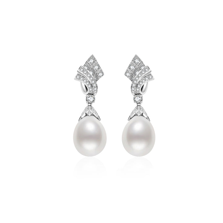 18k Solid Gold Australian White Pearl Earring KE00228 - PEARLY LUSTRE