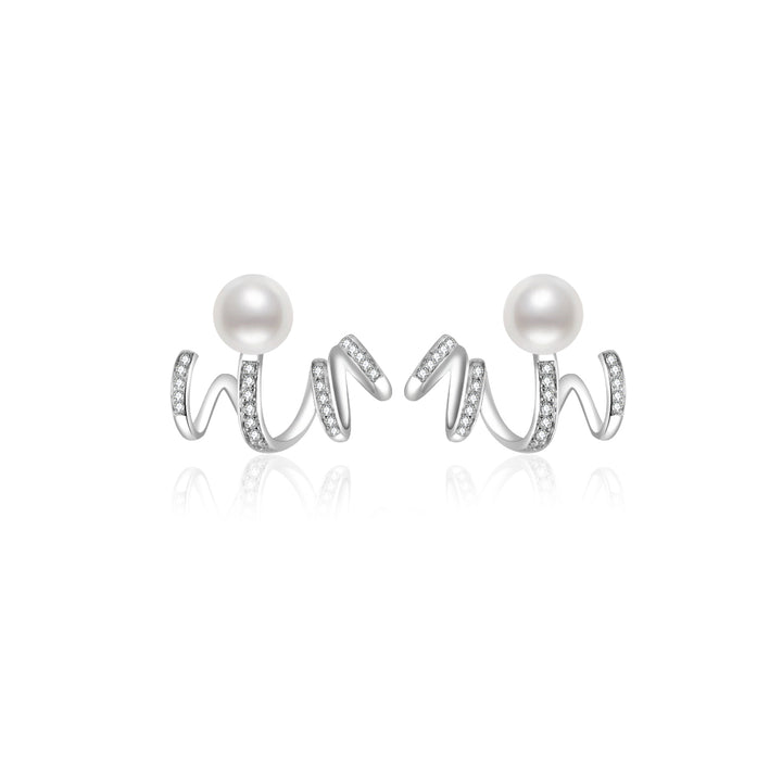 Boucles d'oreilles en perles Akoya Hanadama 18K avec diamants KE00229 | AMOUR