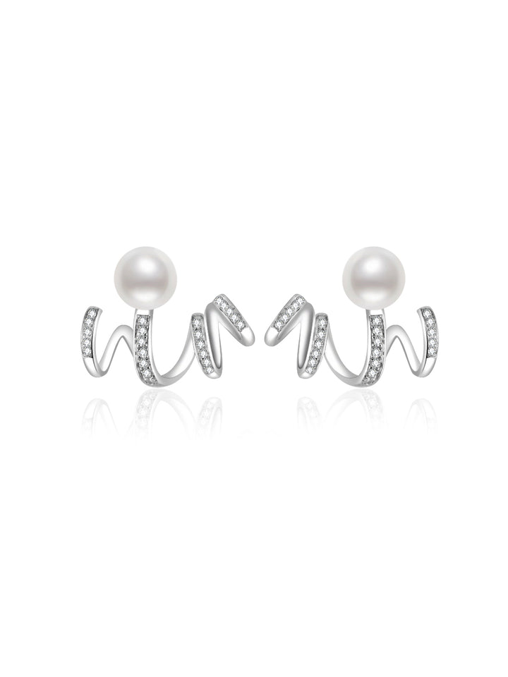 18K Diamond Hanadama Akoya Pearl Earrings KE00229 | LOVE