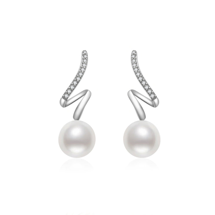 18K Solid Gold Diamond Akoya Hanadama Pearl Earrings KE00231 - PEARLY LUSTRE
