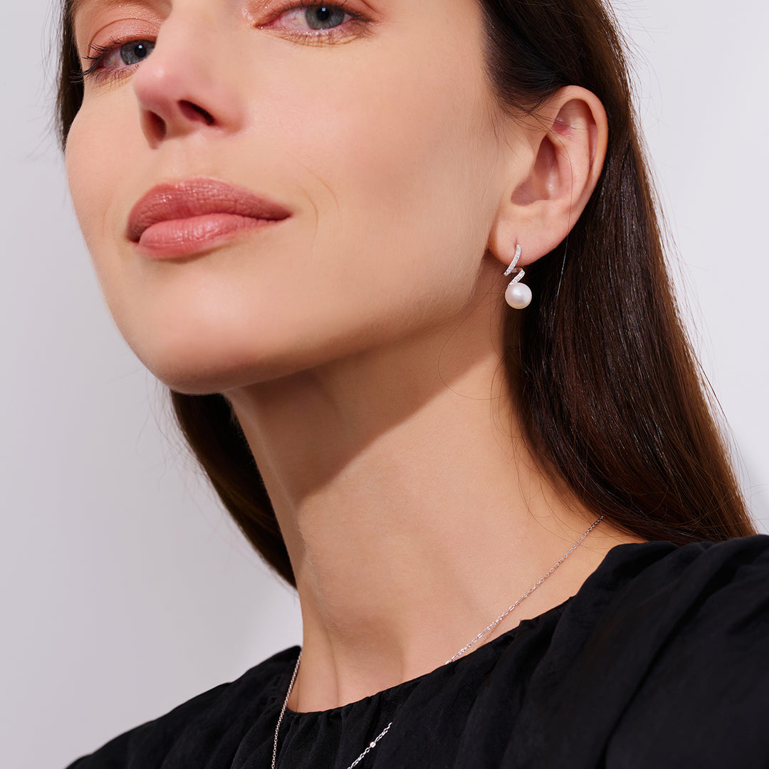 Top Grade Freshwater Pearl Necklace & Earrings Set WS00112 | S Collection - PEARLY LUSTRE