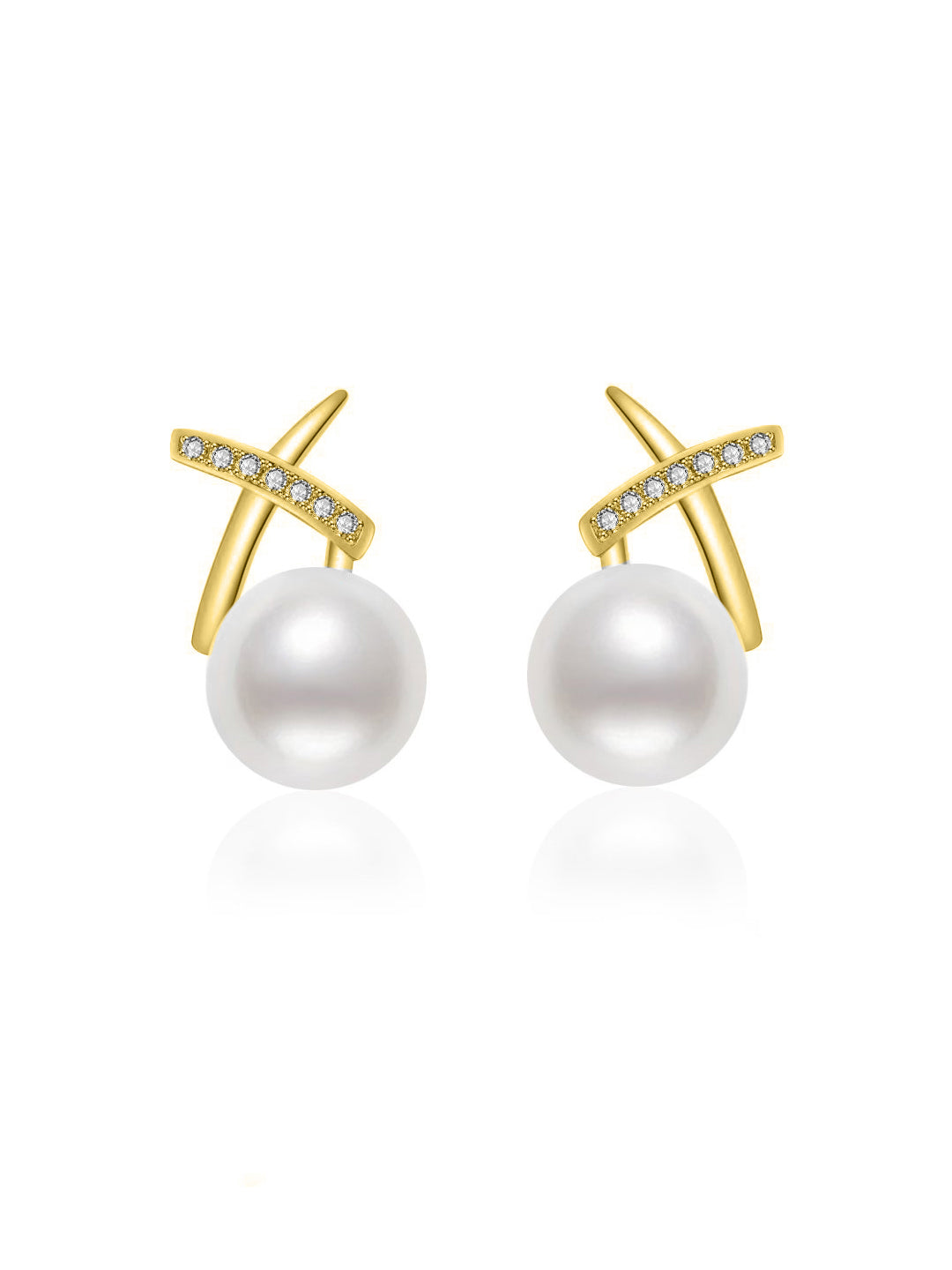 Hanadama-Akoya-Perlenohrringe aus 18-karätigem Gold mit Diamanten KE00233 | X-Kollektion