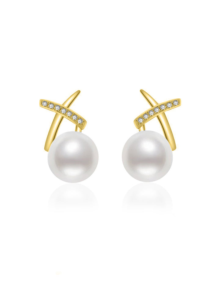 Hanadama-Akoya-Perlenohrringe aus 18-karätigem Gold mit Diamanten KE00233 | X-Kollektion