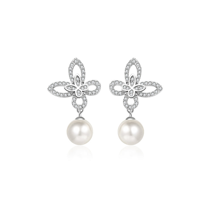18K Solid Gold Diamond Akoya Hanadama Pearl Earrings KE00236 - PEARLY LUSTRE