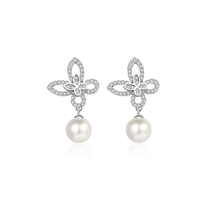 18K Solid Gold Diamond Akoya Hanadama Pearl Earrings KE00236 | GARDENS