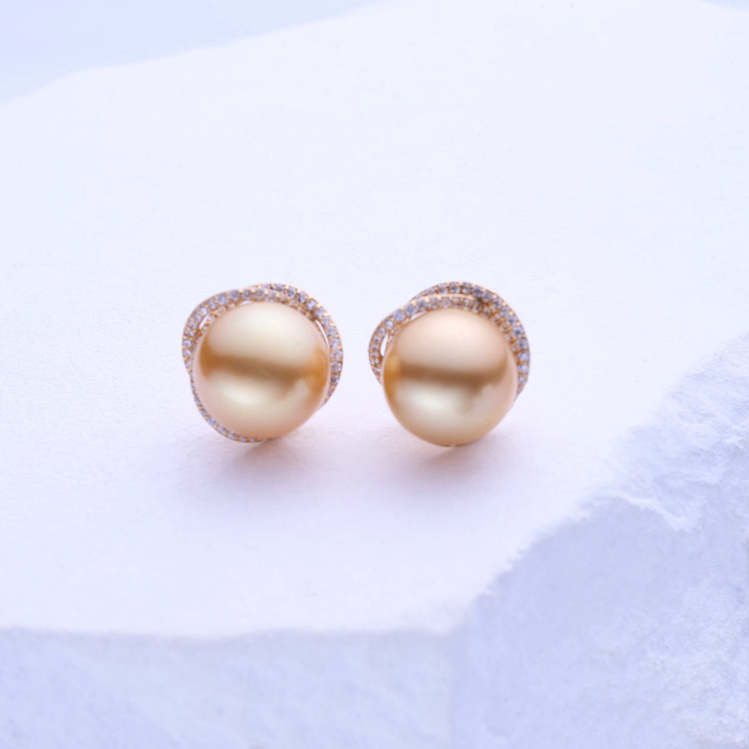 Anting-anting Stud Mutiara Emas Laut Selatan 18K Emas Pepejal KE00237