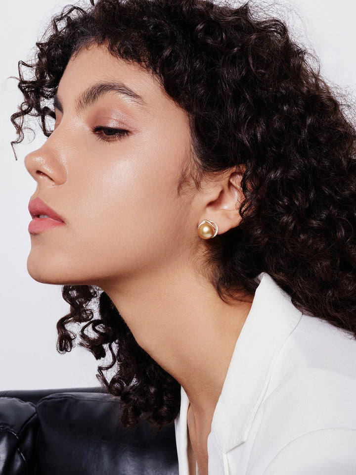 Anting-anting Stud Mutiara Emas Laut Selatan 18K Emas Pepejal KE00237