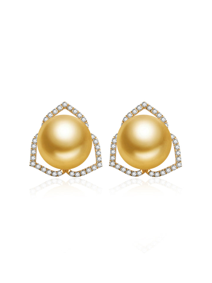 Anting-anting Stud Mutiara Emas 18K Solid Laut Selatan KE00240