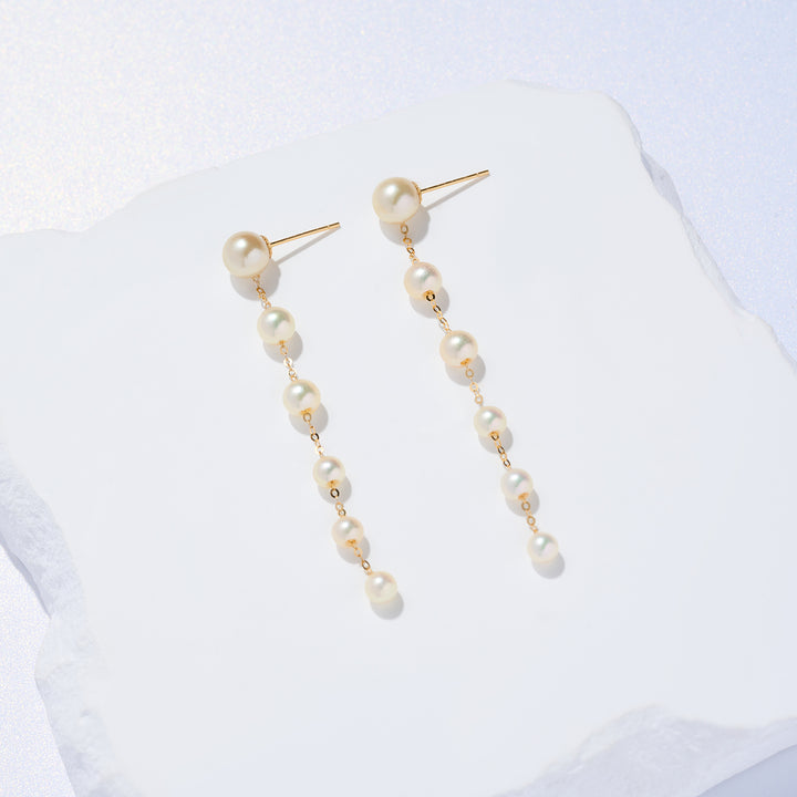 Boucles d'oreilles en or 18 carats avec perles dorées Akoya KE00248