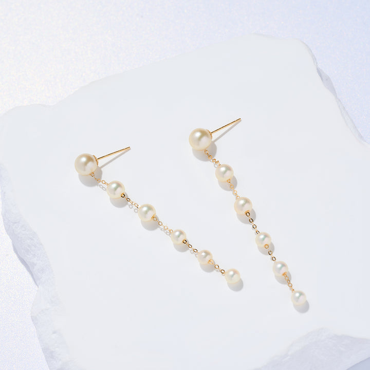 Boucles d'oreilles en or 18 carats avec perles dorées Akoya KE00248