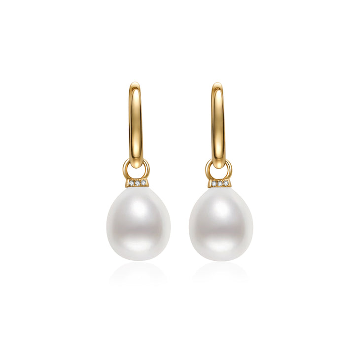 18k Solid Gold Australian White Pearl Earring KE00251