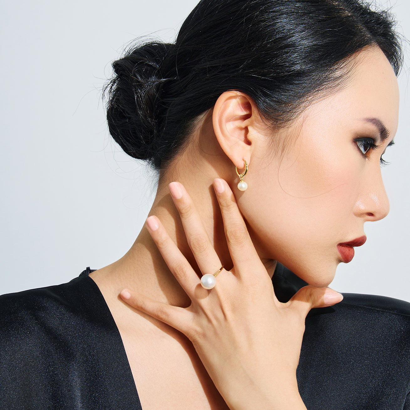Top Grade 18K Gold Edison Pearl Ring KR00111 - PEARLY LUSTRE