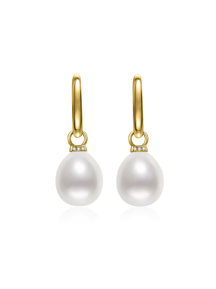 18k Solid Gold Australian White Pearl Earring KE00251
