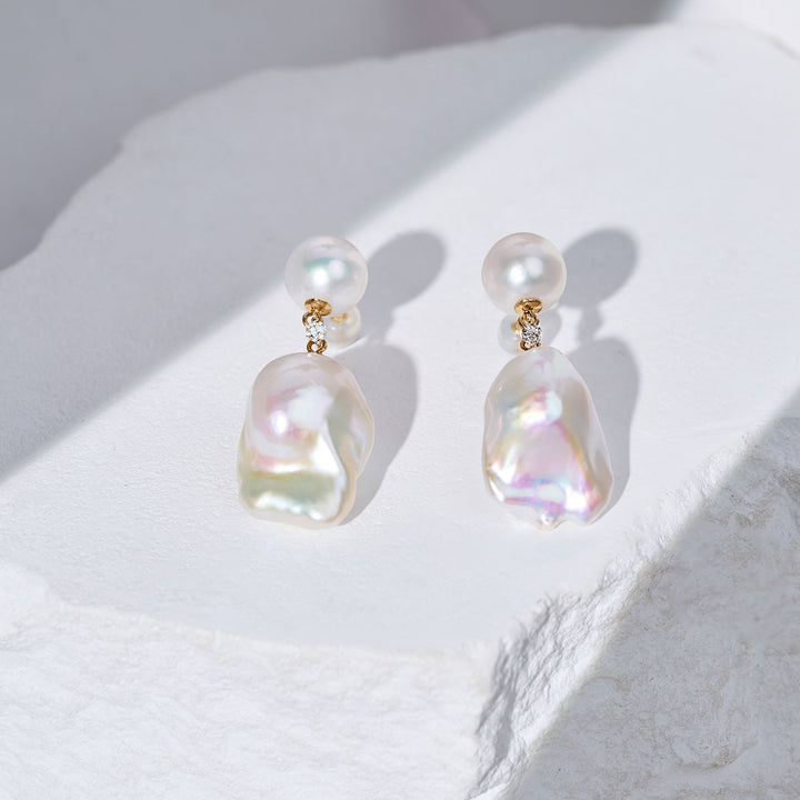 18K金优雅巴洛克珍珠耳环 KE00252