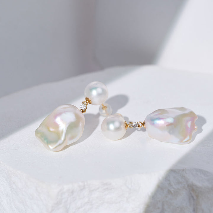 18K金优雅巴洛克珍珠耳环 KE00252