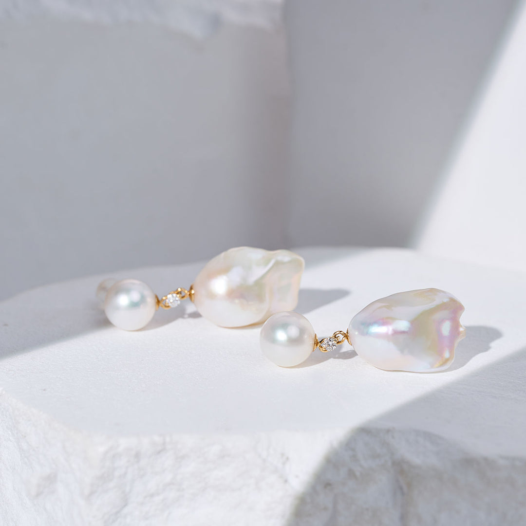 18K金优雅巴洛克珍珠耳环 KE00252