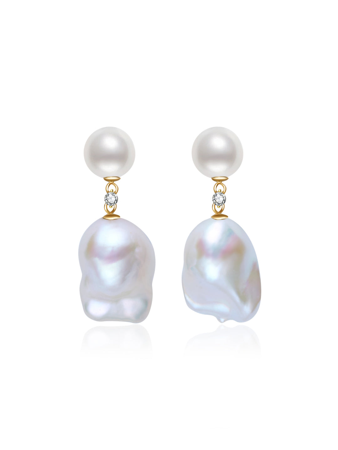 Boucles d'oreilles en perles baroques élégantes en or 18K KE00252
