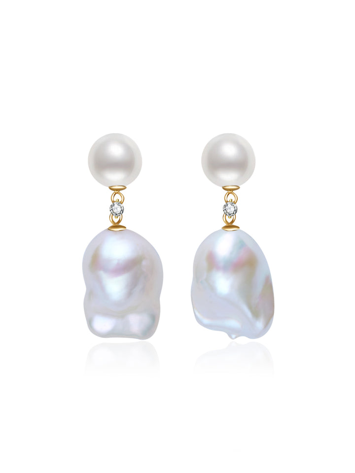Boucles d'oreilles en perles baroques élégantes en or 18K KE00252