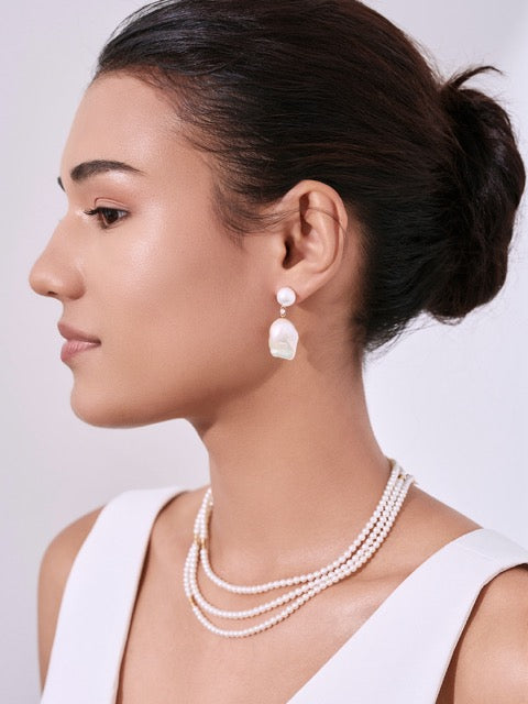 Subang Mutiara Baroque Elegan Emas 18K KE00252