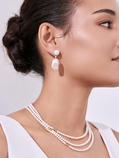 Subang Mutiara Baroque Elegan Emas 18K KE00252