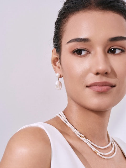 Subang Mutiara Baroque Elegan Emas 18K KE00252