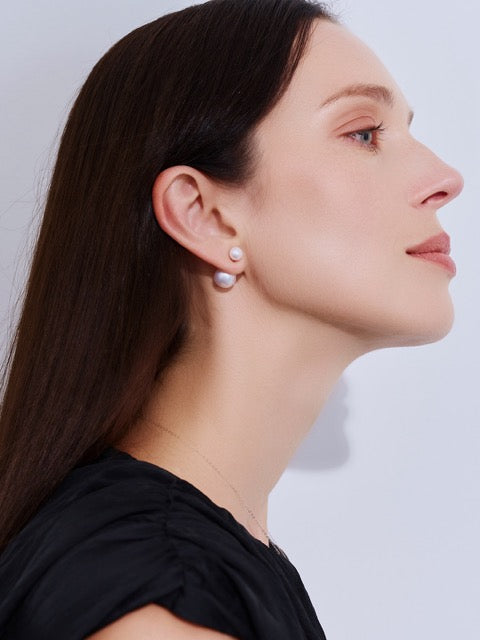 Boucles d'oreilles Edison en perle interchangeable en or massif 18 carats KE00261 | POSSIBILITÉS