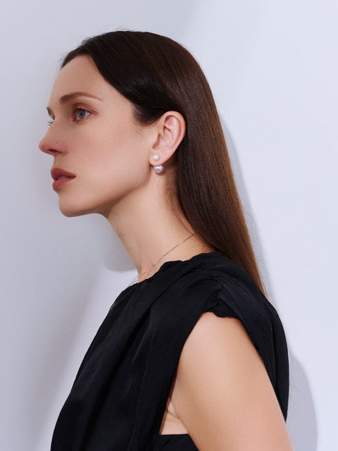 Boucles d'oreilles Edison en perle interchangeable en or massif 18 carats KE00261 | POSSIBILITÉS