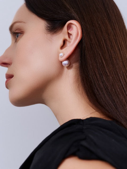 Boucles d'oreilles Edison en perle interchangeable en or massif 18 carats KE00261 | POSSIBILITÉS