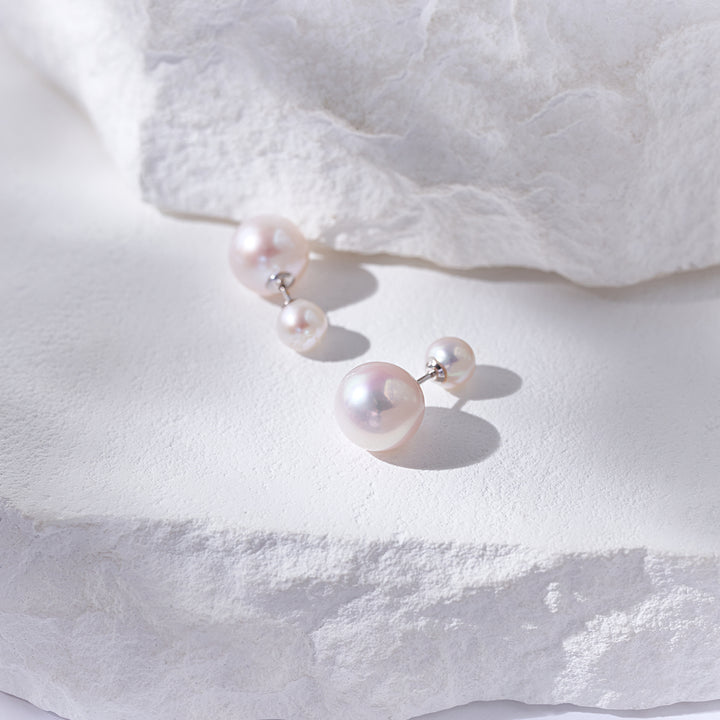 18K Solid Gold Interchangeable Edison Pearl Earrings KE00261 | POSSIBILITIES - PEARLY LUSTRE