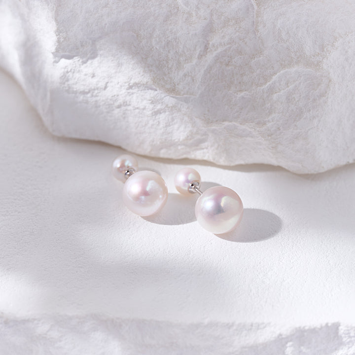 18K Solid Gold Interchangeable Edison Pearl Earrings KE00261 | POSSIBILITIES - PEARLY LUSTRE