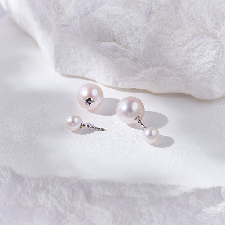 18K Solid Gold Interchangeable Edison Pearl Earrings KE00261 | POSSIBILITIES - PEARLY LUSTRE