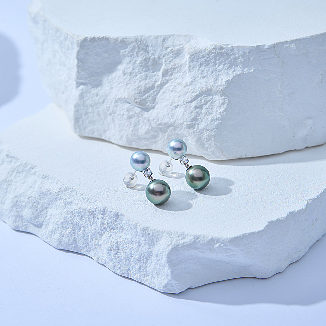 18K Tahitian- und Madama-Perlenohrringe KE00263 | HARMONIE