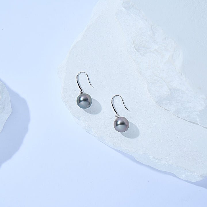 Elegant 18K Solid Gold﻿ Tahitian Pearl Earrings KE00266 - PEARLY LUSTRE