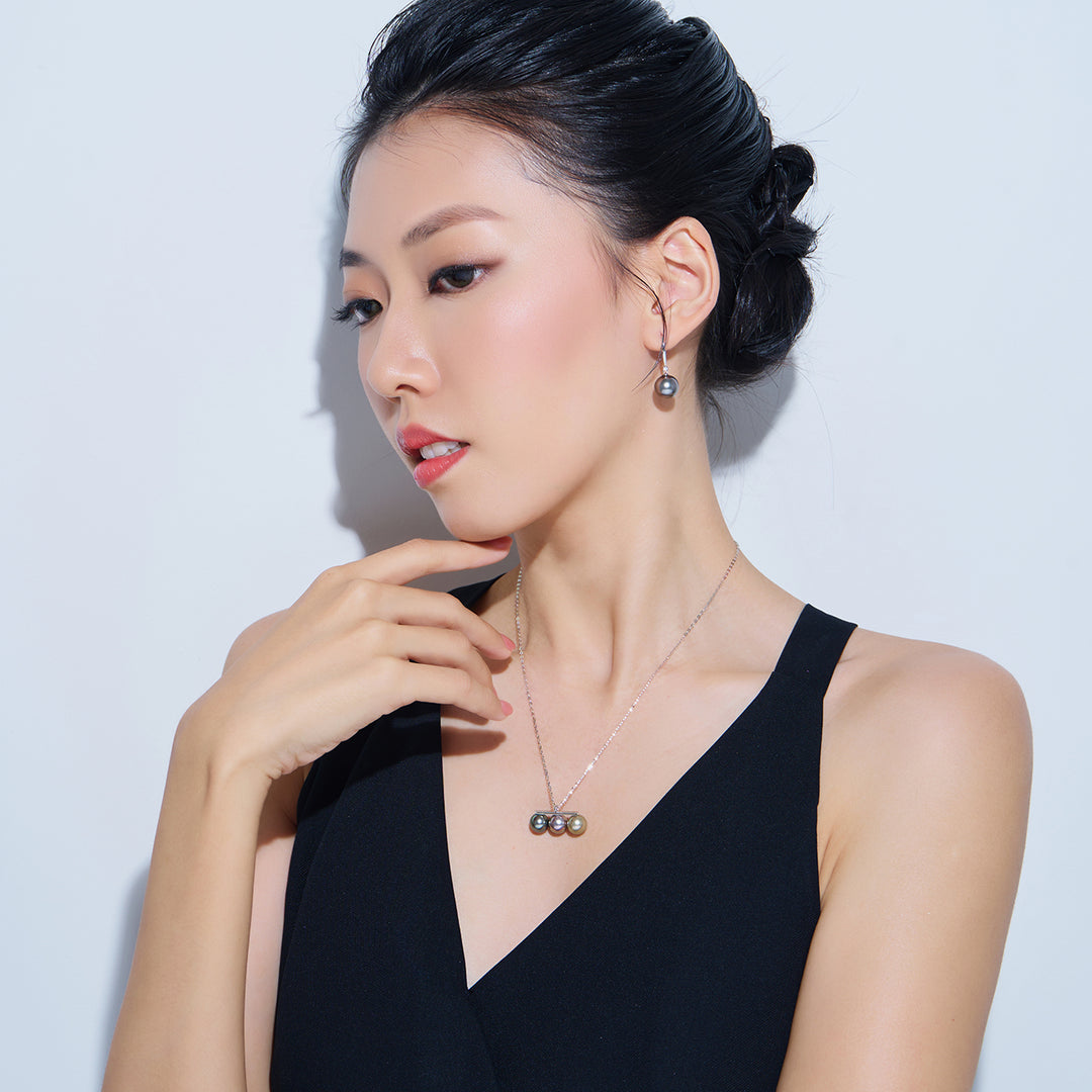Elegant 18K Solid Gold﻿ Tahitian Pearl Earrings KE00266 - PEARLY LUSTRE
